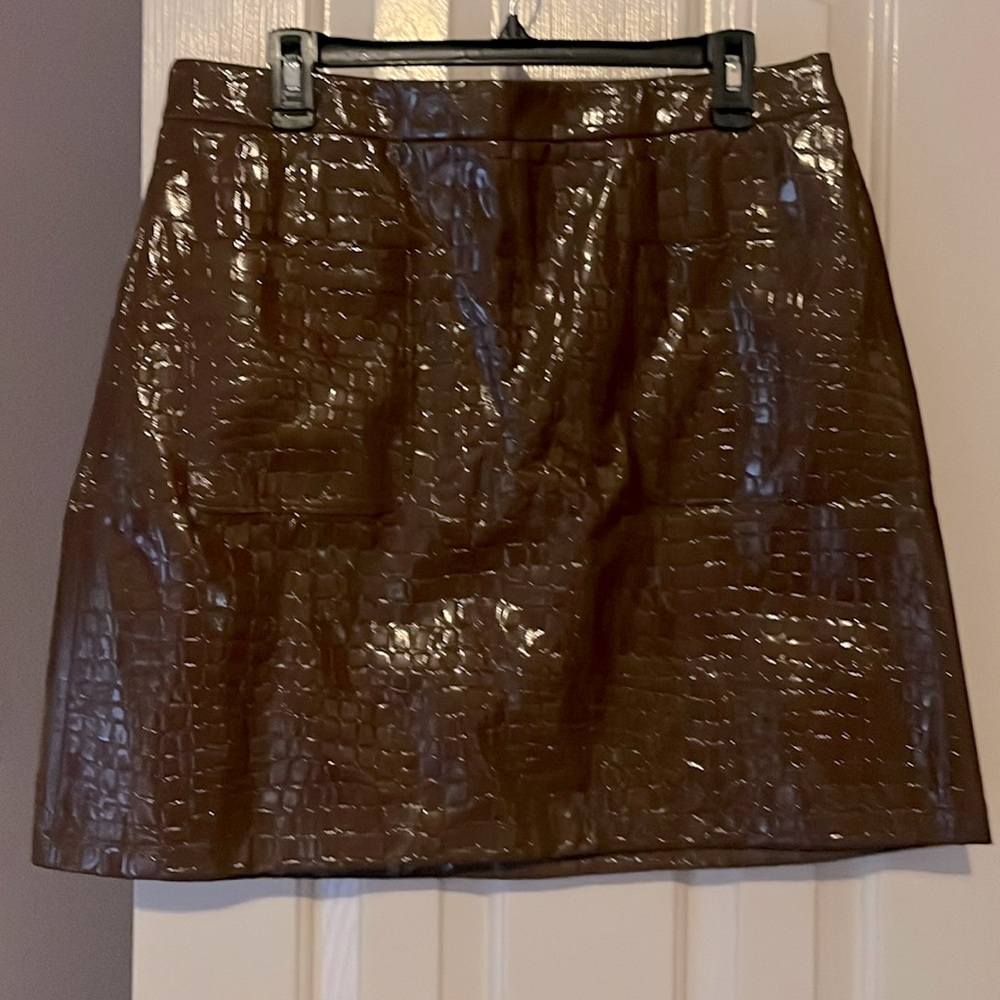Halogen faux crocodile leather skirt, size L